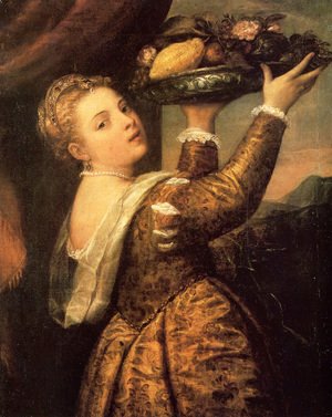 Tiziano Vecellio (Titian) - Girl with a Basket of Fruits (Lavinia) 1555-58