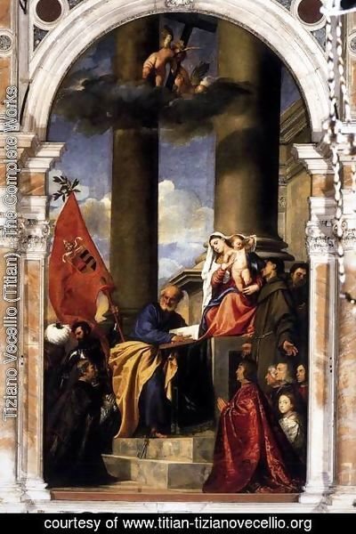 Tiziano Vecellio (Titian) - Madonna with Saints and Members of the Pesaro Family 1519-26