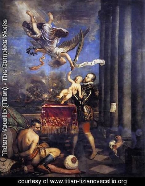 Tiziano Vecellio (Titian) - Philip II Offering Don Fernando to Victory  1475