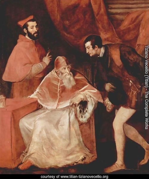 Pope Paul III with his Grandsons Alessandro and Ottavio Farnese 1546