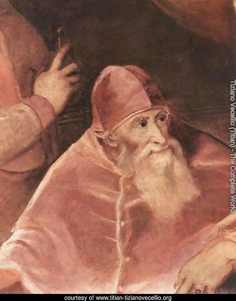 Pope Paul III with his Grandsons Alessandro and Ottavio Farnese (detail) 1546