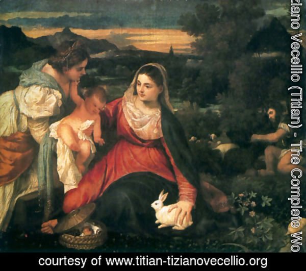 Tiziano Vecellio (Titian) - Madonna and Child with St. Catherine and a Rabbit