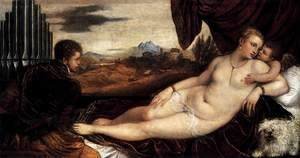 Tiziano Vecellio (Titian) - Venus and Cupid with an Organist