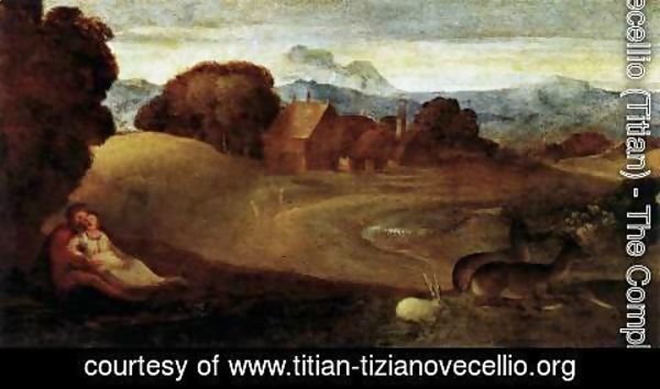 Tiziano Vecellio (Titian) - The Birth of Adonis (detail)