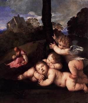 Tiziano Vecellio (Titian) - The Three Ages of Man (detail 2)