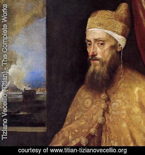 Tiziano Vecellio (Titian) - Portrait of the Doge Francesco Venier (detail) 2