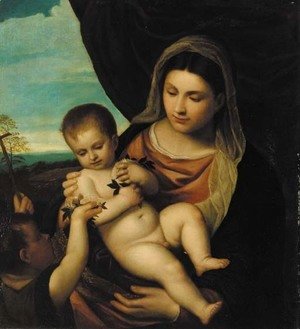 Tiziano Vecellio (Titian) - The Madonna and Child with the infant St. John the Baptist