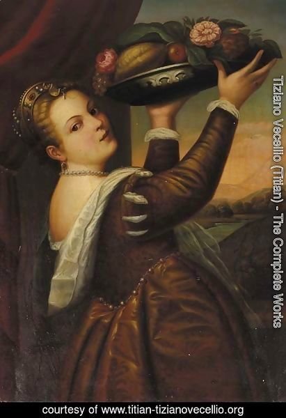 The daughter of the painter, Lavinia, holding a tray of fruit
