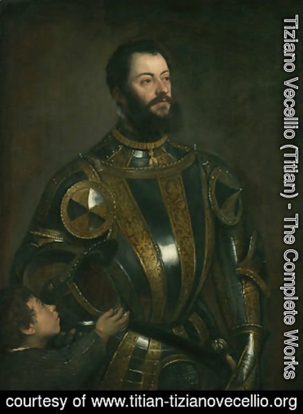 Portrait of Alfonso d'Avalos , in Armor with a Page