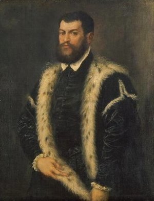 Tiziano Vecellio (Titian) - Portrait of a man with ermine coat