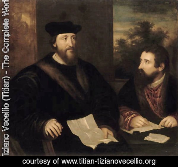 Tiziano Vecellio (Titian) - French Cardinal Georges d'Armagnac and his secretary G. Philandrier