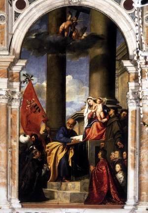 Tiziano Vecellio (Titian) - Madonna with Saints and Members of the Pesaro Family 1519-26
