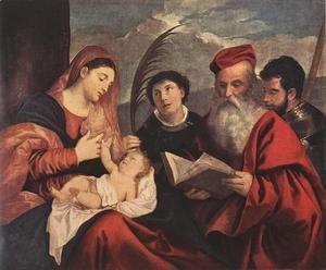 Tiziano Vecellio (Titian) - Mary with the Child and Saints c. 1510
