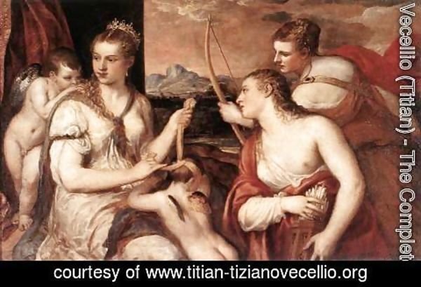 Tiziano Vecellio (Titian) - Venus Blindfolding Cupid c. 1565