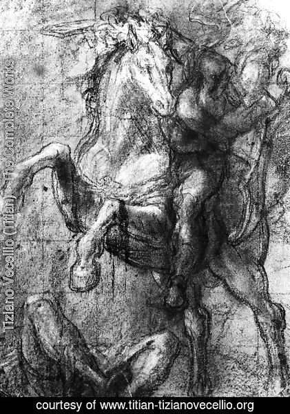 Tiziano Vecellio (Titian) - Cavalier over a fallen adversary