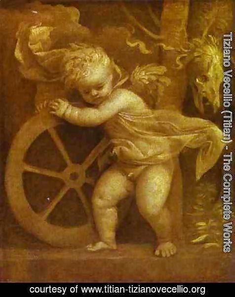 Tiziano Vecellio (Titian) - Cupid with the Wheel of Fortune