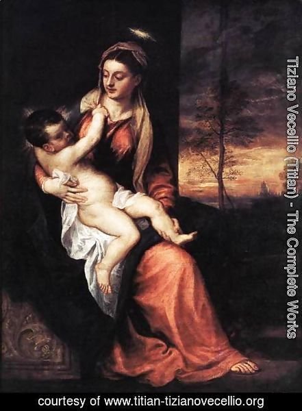 Tiziano Vecellio (Titian) - Madonna and Child in an Evening Landscape