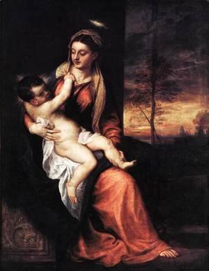 Tiziano Vecellio (Titian) - Madonna and Child in an Evening Landscape