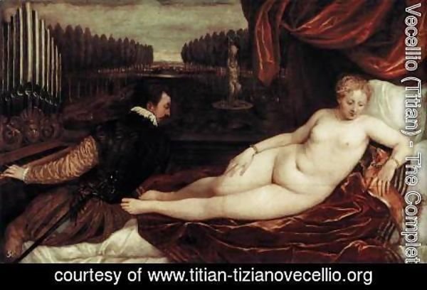 Tiziano Vecellio (Titian) - Venus and an Organist and a Little Dog