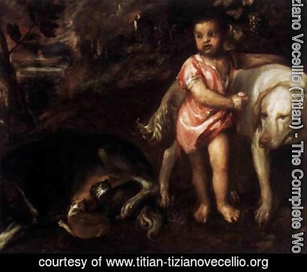 Tiziano Vecellio (Titian) - Youth with Dogs