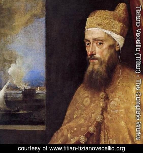 Tiziano Vecellio (Titian) - Portrait of the Doge Francesco Venier (detail)