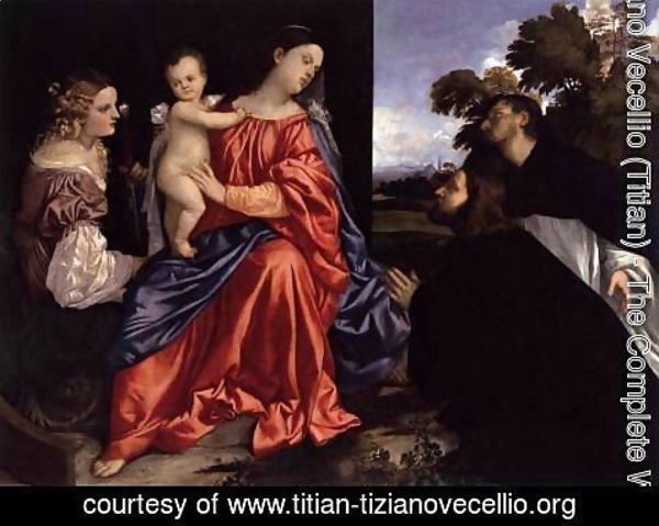 Tiziano Vecellio (Titian) - Madonna and Child with Sts Catherine and Dominic and a Donor 2