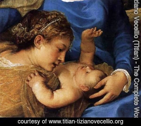 Tiziano Vecellio (Titian) - Madonna and Child with Saints (detail) 2