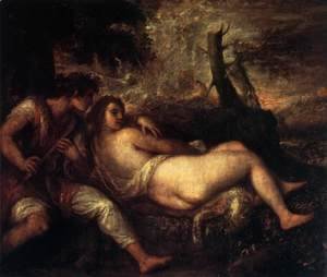 Tiziano Vecellio (Titian) - Shepherd and Nymph 2