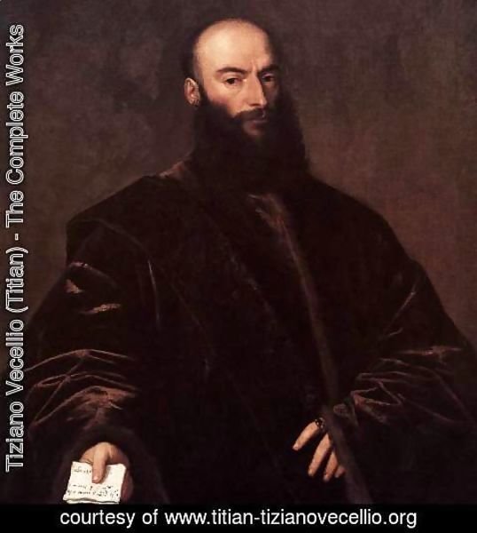 Tiziano Vecellio (Titian) - Portrait of Jacopo (Giacomo) Dolfin (detail)