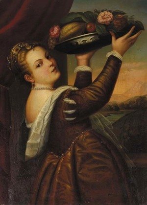 The daughter of the painter, Lavinia, holding a tray of fruit