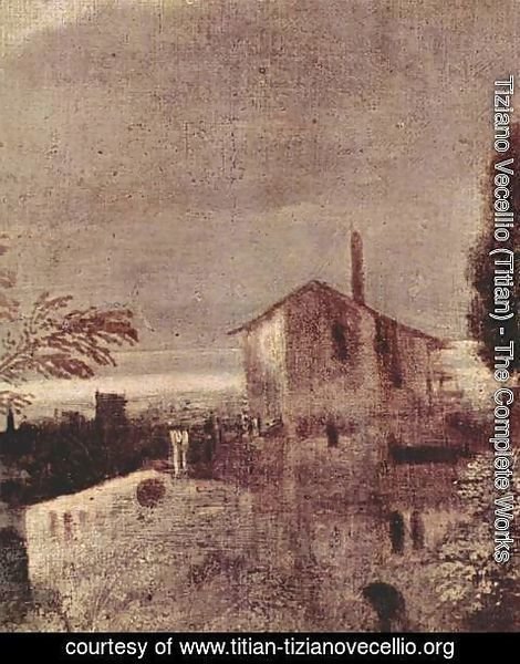 Tiziano Vecellio (Titian) - Pastoral Concert, Landscape Architecture in Detail