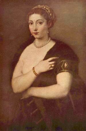 Tiziano Vecellio (Titian) - Girl in Furs (Portrait of a Woman)