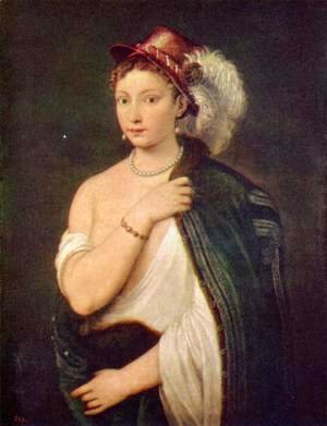 Portrait of a young woman with feather hat