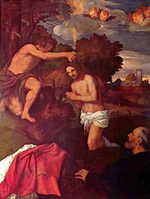 Tiziano Vecellio (Titian) - Baptism of Christ with the client Giovanni Ram