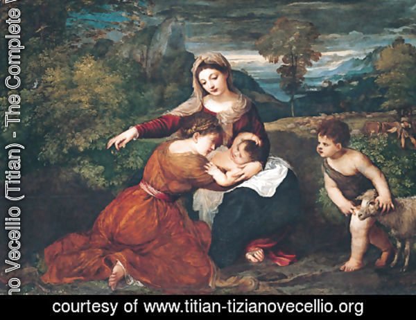 Tiziano Vecellio (Titian) - Virgin and Child with Saint and Saint John