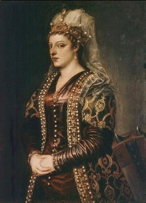 Portrait of Caterina Cornaro (1454-1510) wife of King James II of Cyprus, dressed as St. Catherine